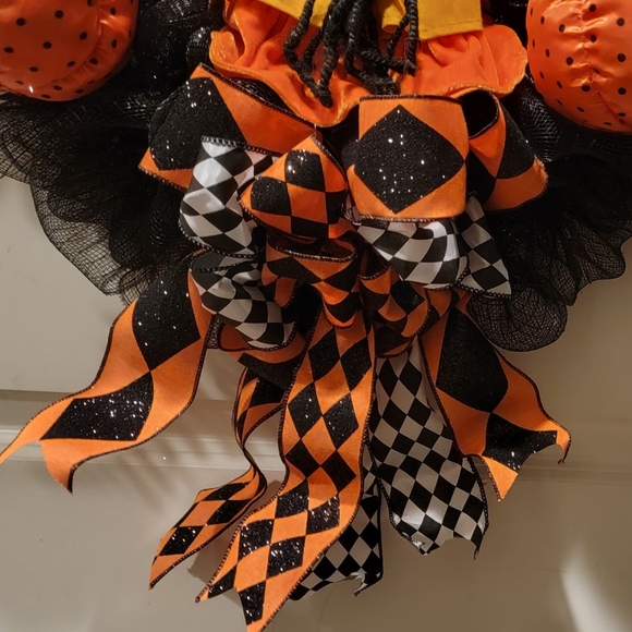 Halloween Witch Wreath Enchanted Forest Deco Mesh Bows - Picture 7 of 8